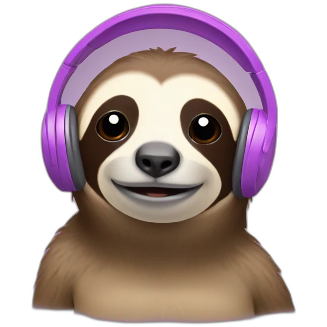 sloth with headphones emoji