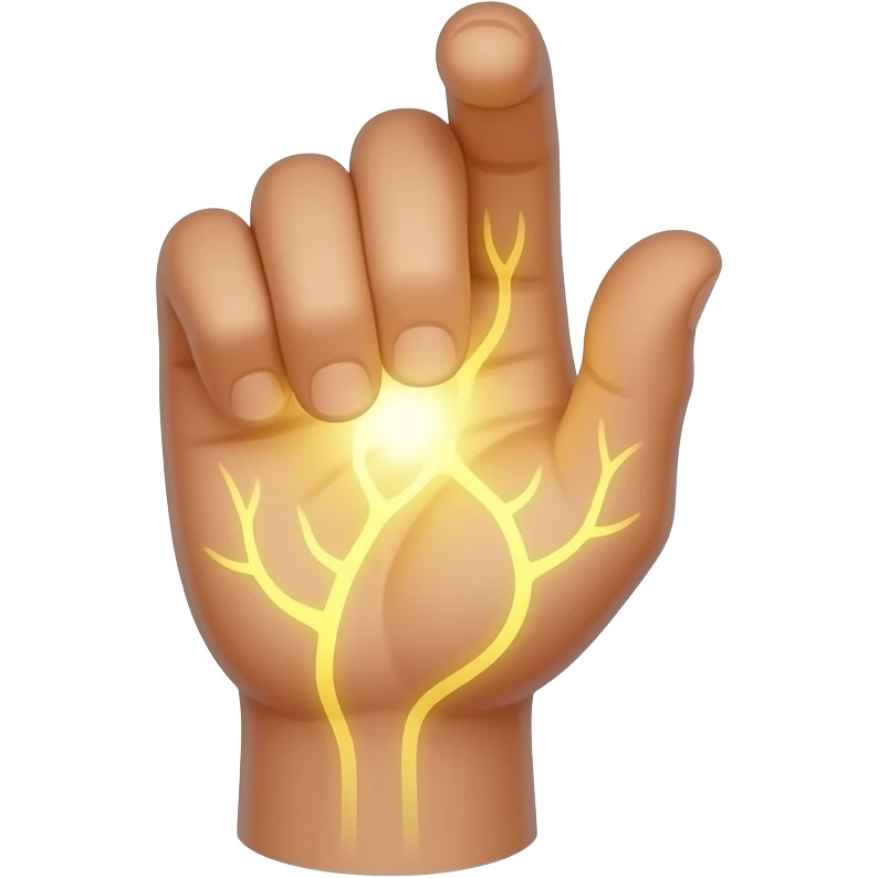 Healing Light coming out of one hand that faces outward and looks like Jesus' healing hand emoji