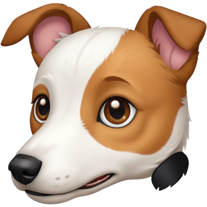 a fully white jack russell the size of a kelpie with light brown ears and a light brown patch on one eye emoji