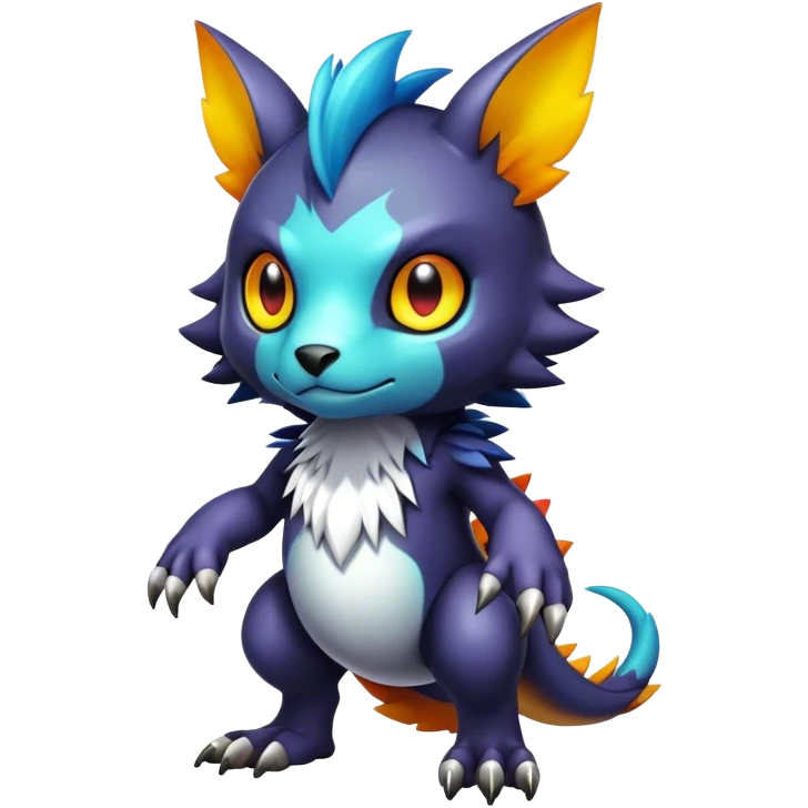 Cute cool colorful dark fantasy-Digimon-animal-hybrid full body emoji