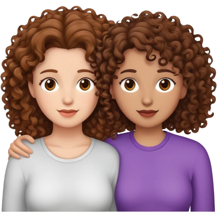 Lesbians both with brown hair BUT one has Curley hair  emoji
