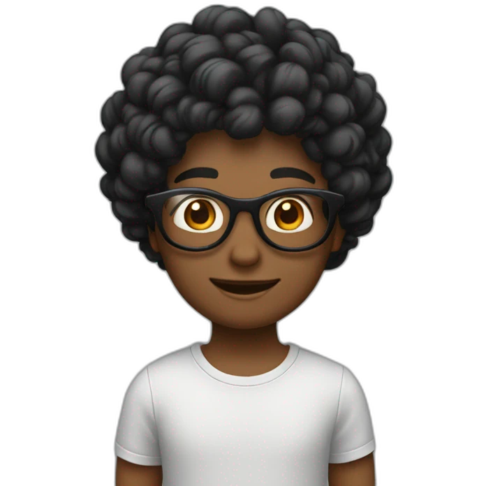 um rapaz com óculos quadrado, cabelo preto emoji