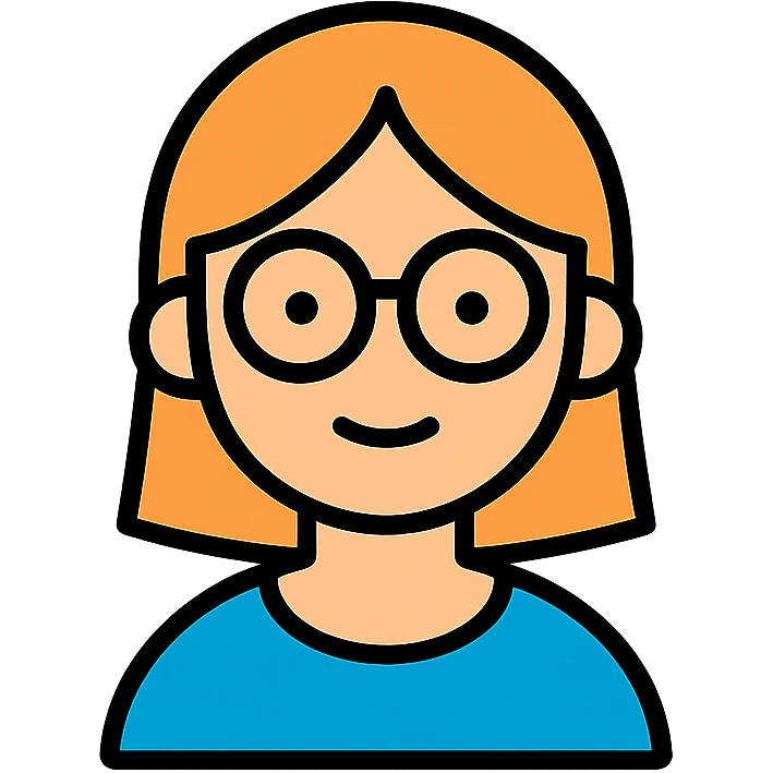 woman with round glasses, minimal and modern feeling emoji