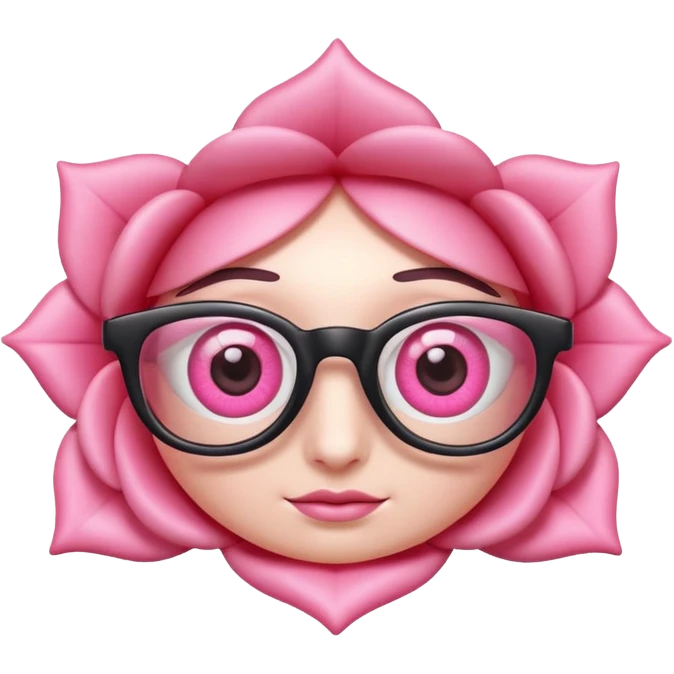 A 3D cartoon rose-pink -eye spectacle, glossy curved frame, soft reflections, isolated on plain background. only glasses. emoji