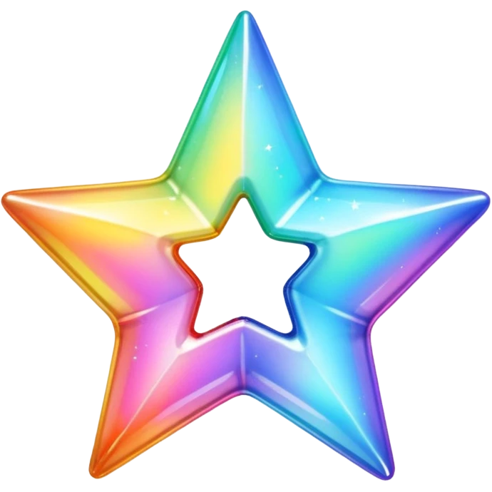 vibrant holographic rainbow y2k aesthetic hollow glass star emoji