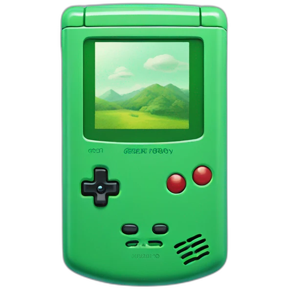 green gameboy color playing pokemon emoji