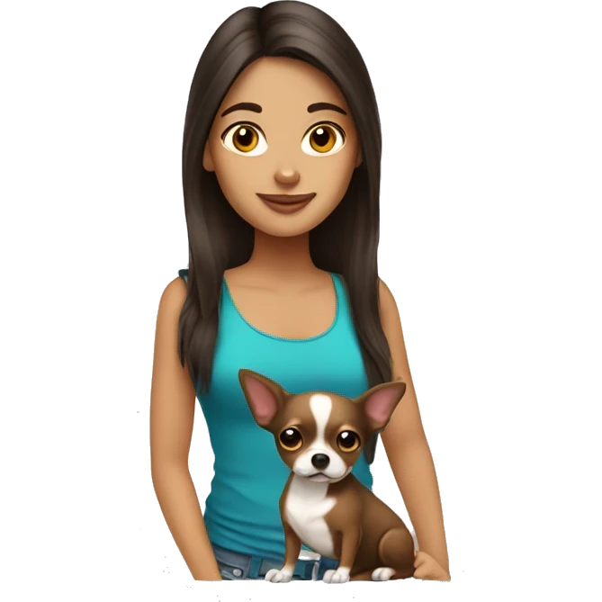 Brunette girl with chihuahua emoji