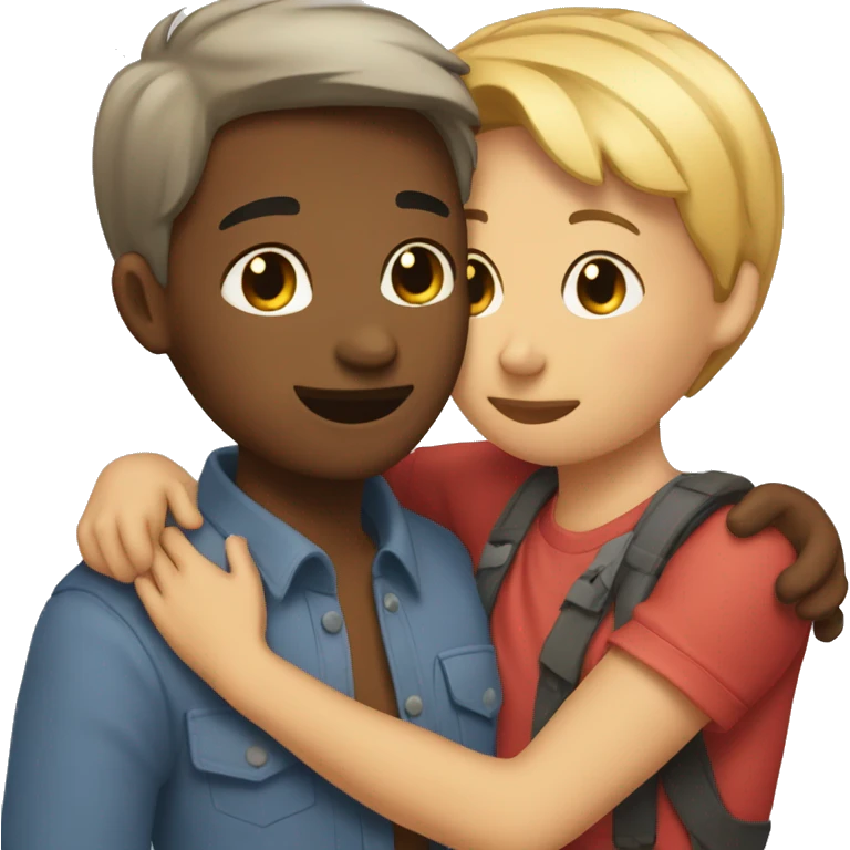 Two burnettte best friends hugging one with short hair one with long emoji