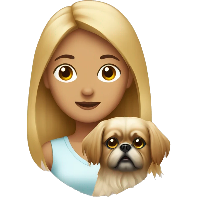 Women with Pekingese emoji