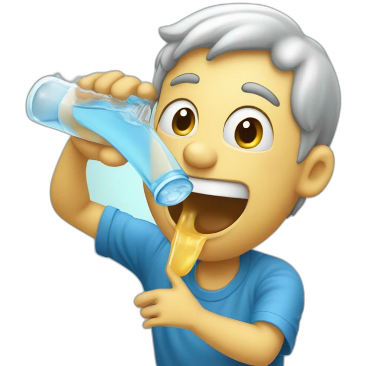 guy drinking water direct from the water faucet tongue out emoji