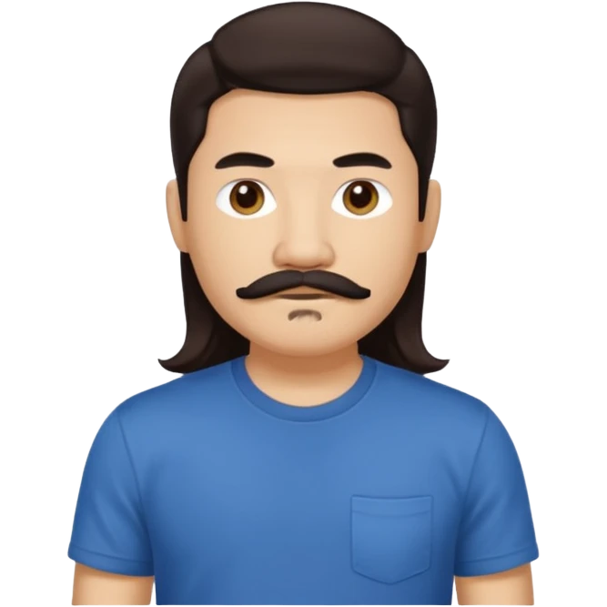 Chi Cheng long dark brown hair and mustache emoji