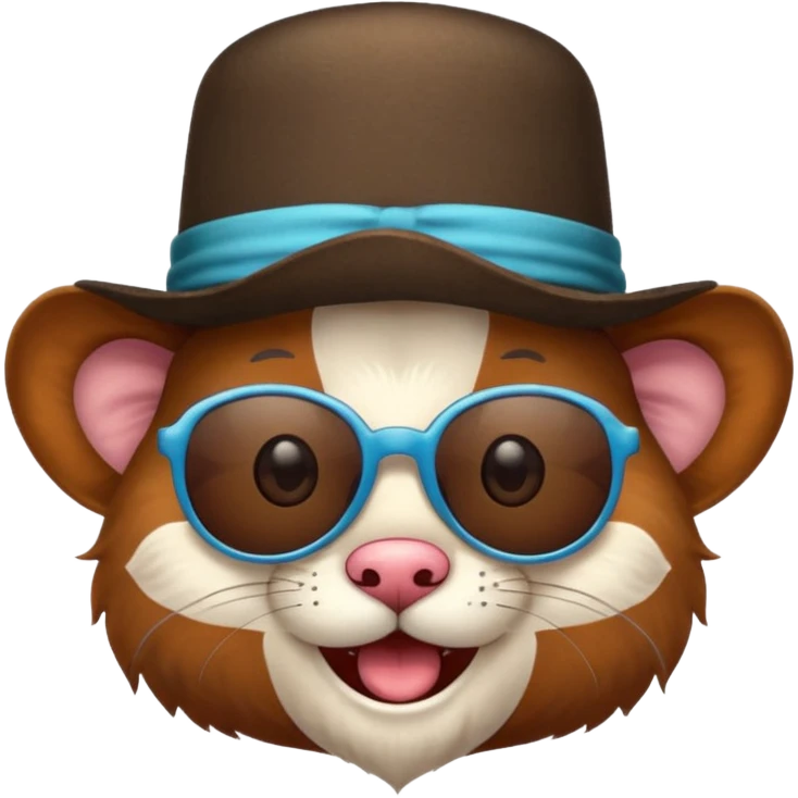 a sunglasses circus animal with hat  emoji