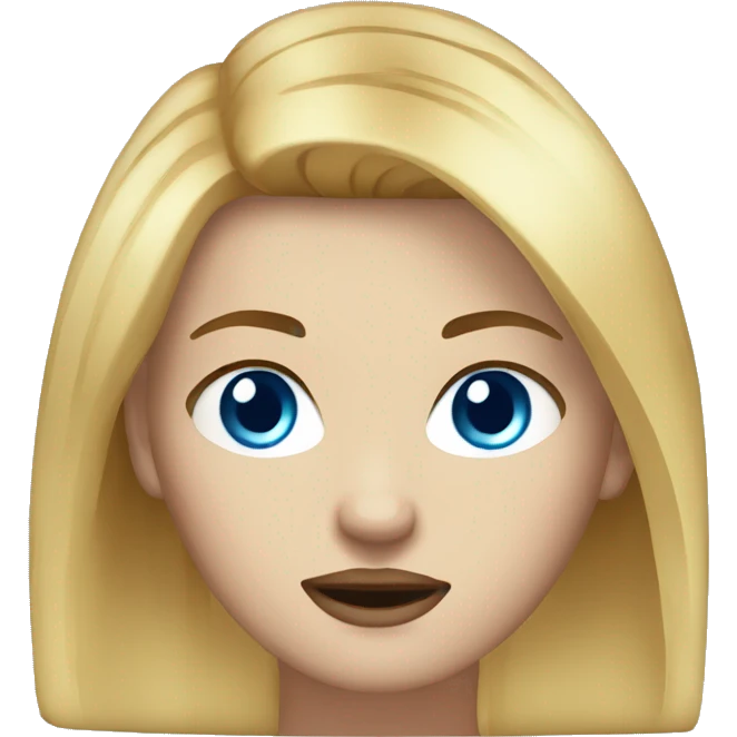Angry faced Straight Semi Wavy Blonde hair white girl with blue eyes and brown eyebrows  emoji