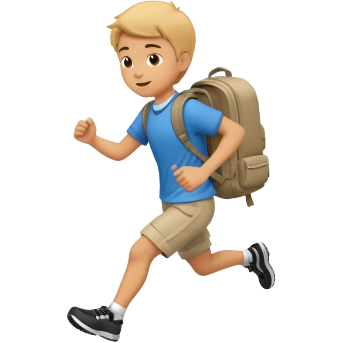 An emoji of a running schoolboy with a backpack, in a simplified, vector-like style similar to common emojis. Focus on clear silhouette and dynamic pose. emoji