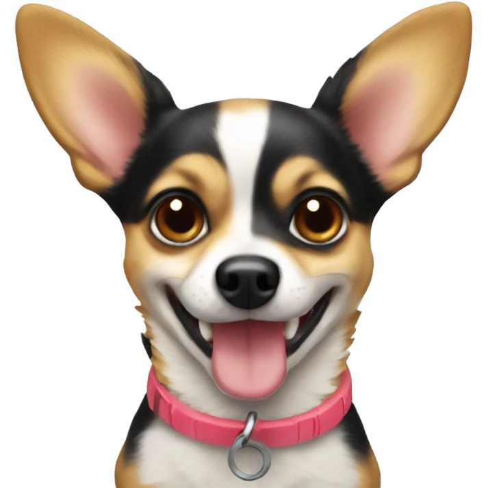 chihuahua corgi mix playing with toy emoji