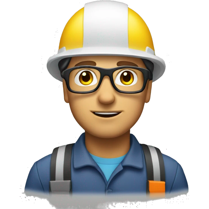 Caucasianman wearing safety helmet, glases and earplugs emoji