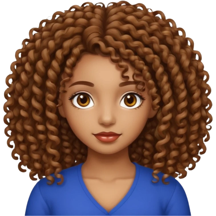 Beautiful Haitian and Puerto Rican girl with light brown skin and medium length curly very curly hair and beautiful hazel eyes emoji