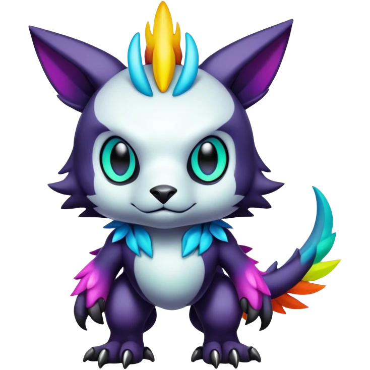 Cute cool colorful dark fantasy-Digimon-animal-hybrid full body emoji