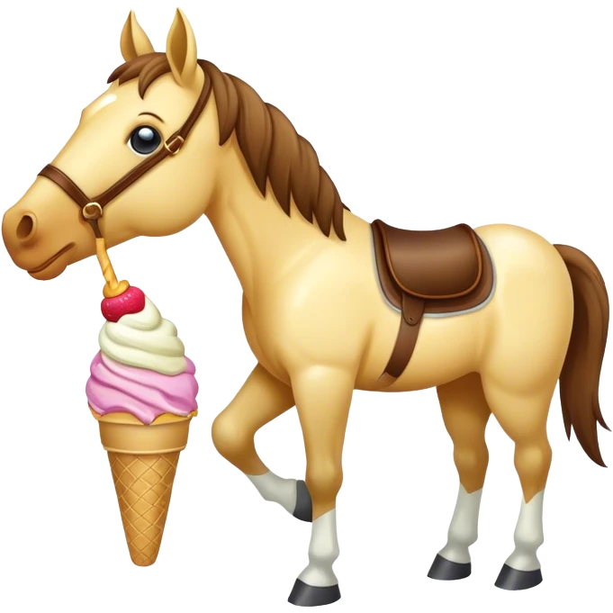 Horse eating ice cream emoji