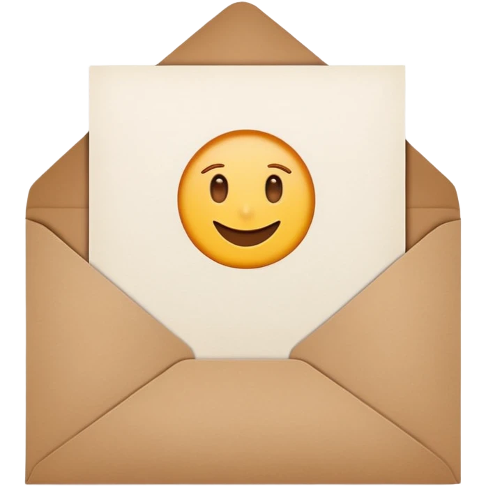 blank greeting card open with brown envelope next to it emoji