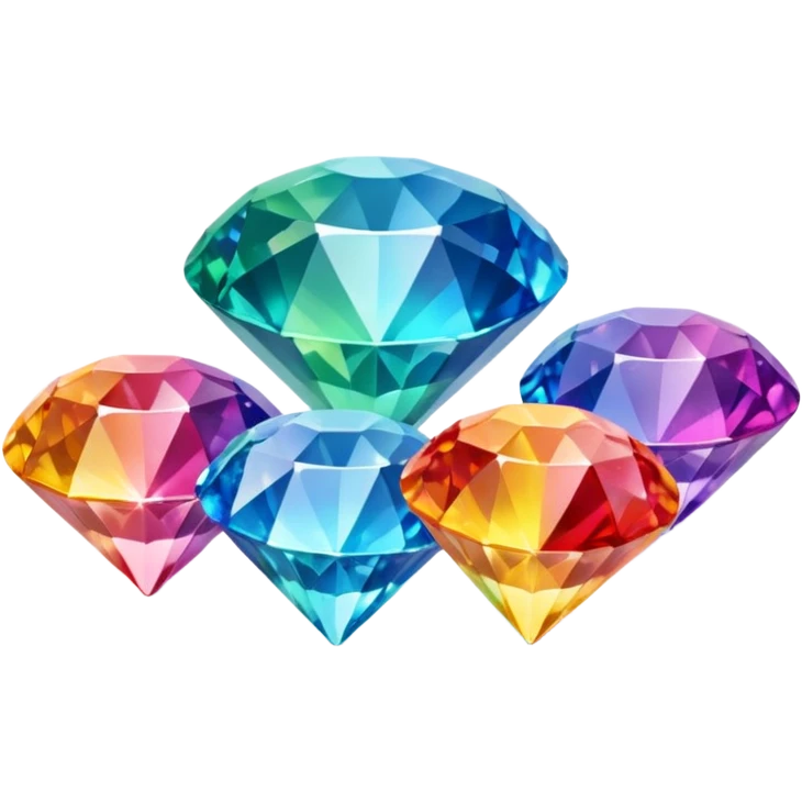 rainbow coloured diamond emoji ( all seperate coloured diamonds) emoji
