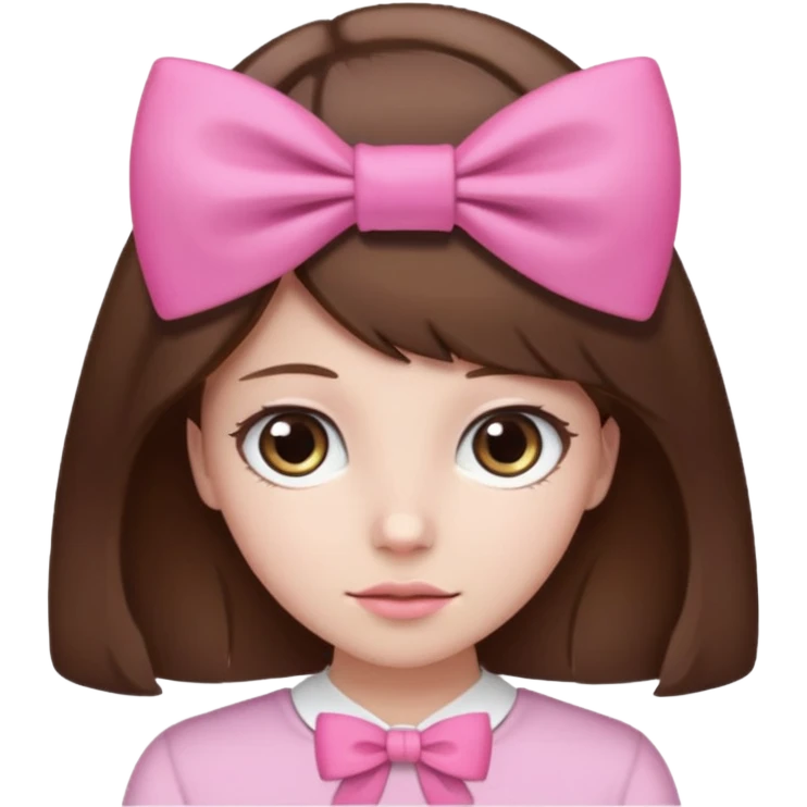 brown hair from behind with a pink bow emoji