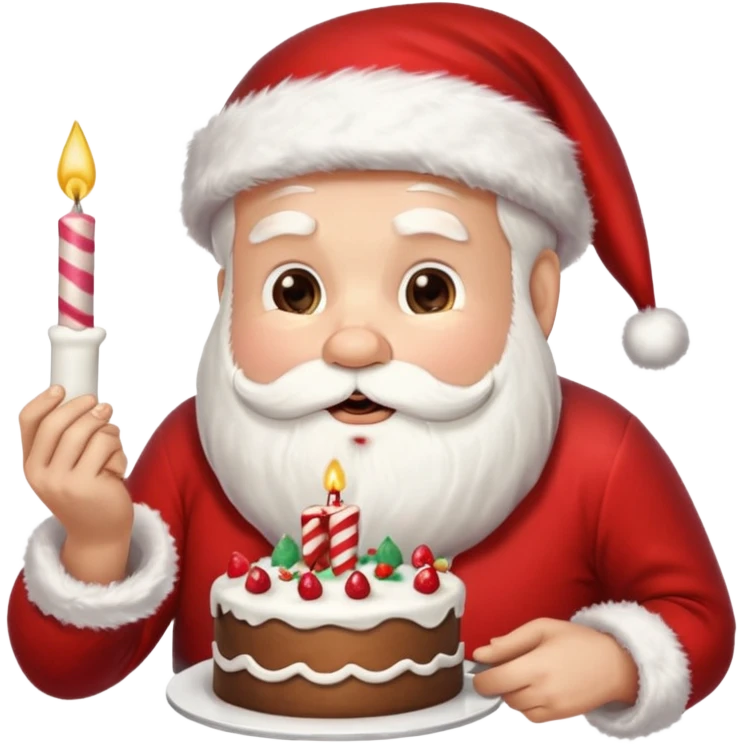 Santa eating birthday cake emoji