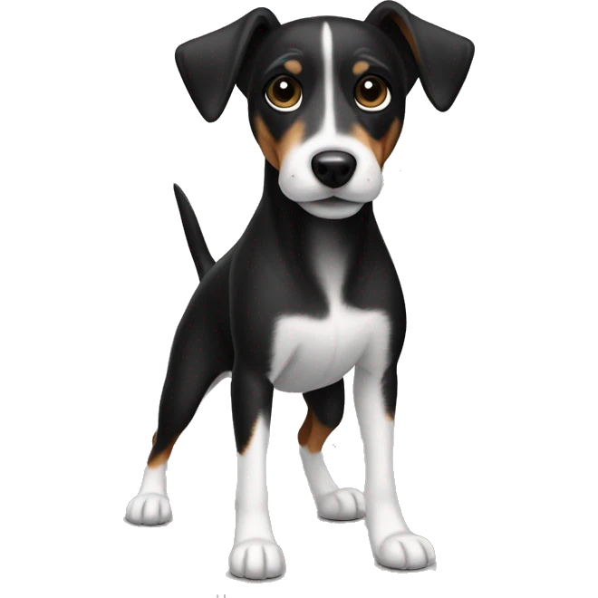 All Black dog Jack Russell Terrier full body emoji
