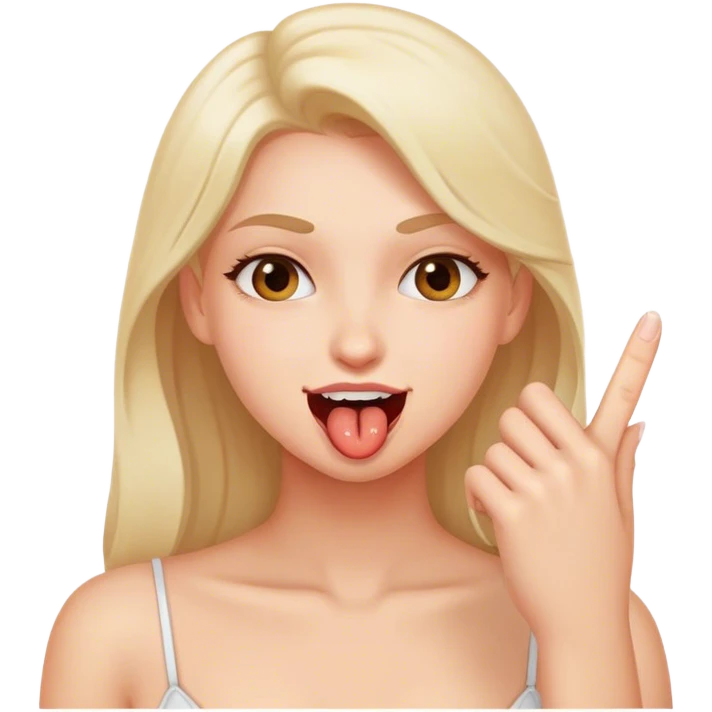 Emoji coqueto mordiéndose un dedo emoji