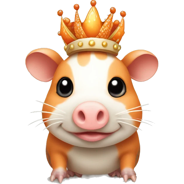 Orange and white piebald chubby round armadillo pig panda centipede armadillo wearing a crown emoji
