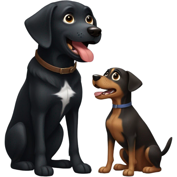 Black dog biting brown dog emoji