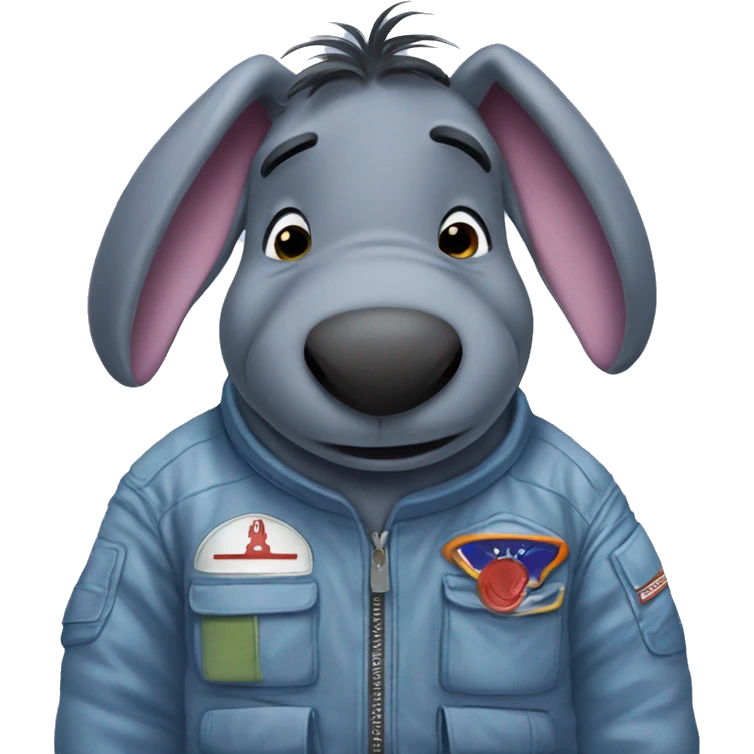 Eeyore wearing a flight suit emoji