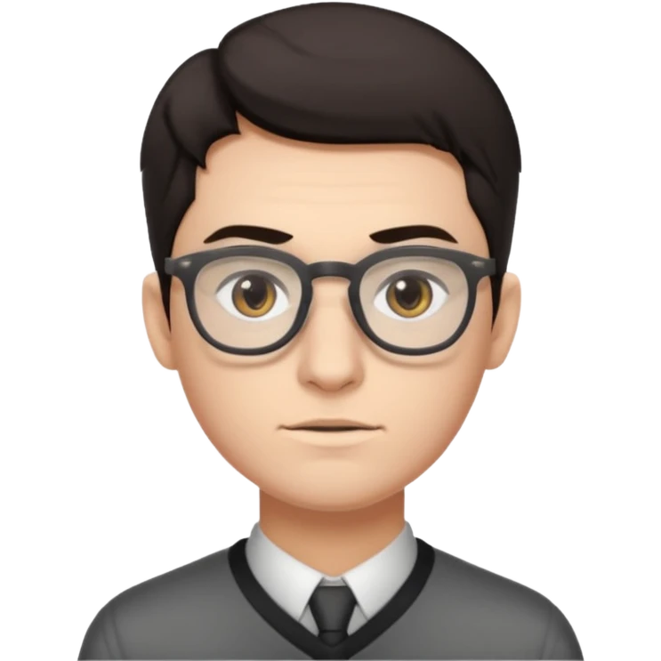 зомбы молодой мужчина с темными волосами в очках с серыми глазами в очеах з прической mob cut emoji