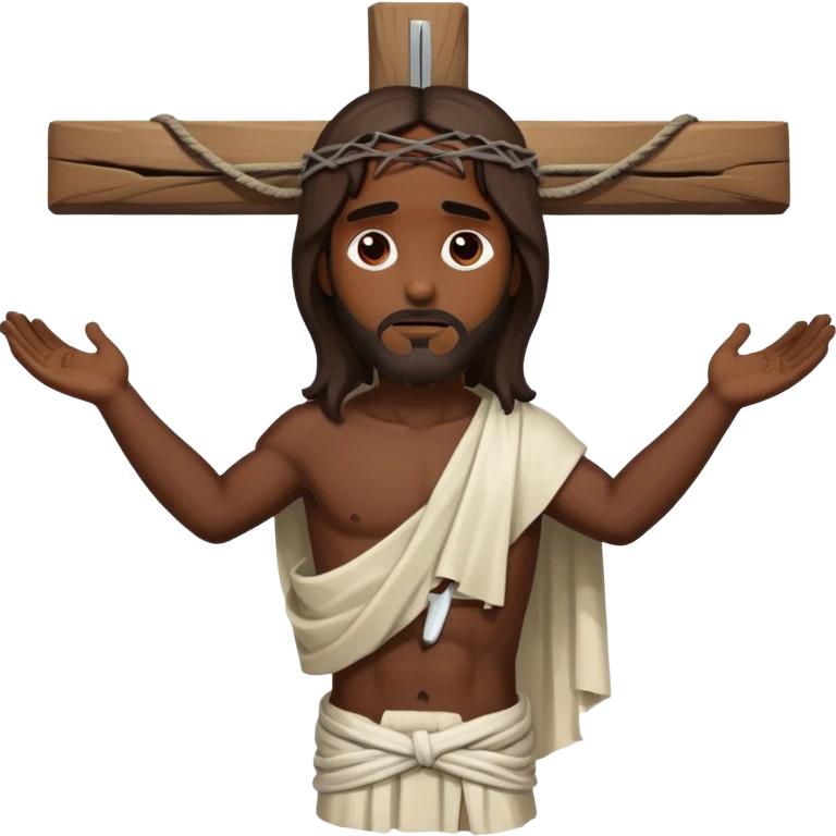 Dark skin christ Jesus tied to cross injured  emoji