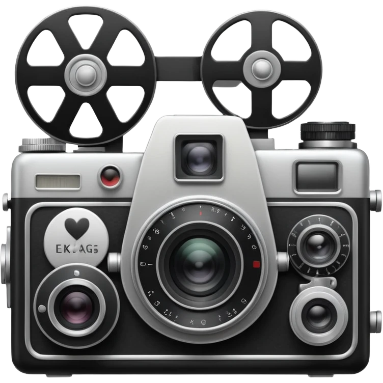 film camera with EKG reading emoji
