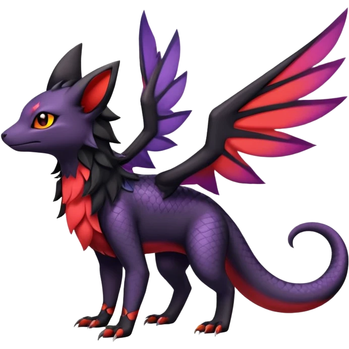 full body hybrid of Salandit Umbreon Noibat and Litten, cute pose emoji