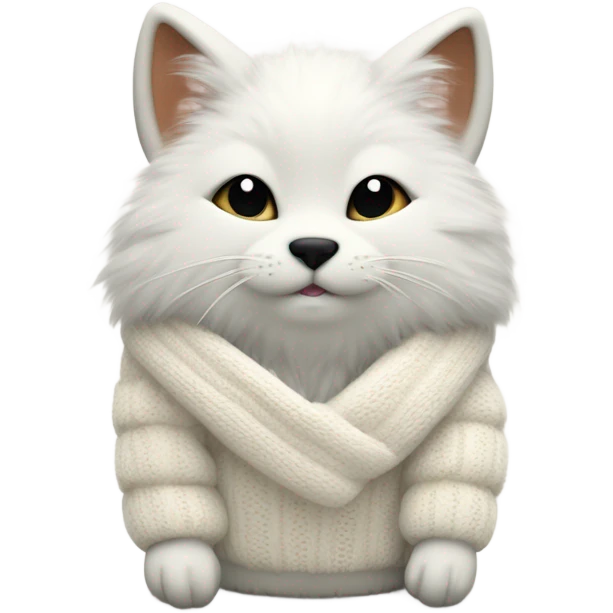 Cat wearing white fox jumper emoji