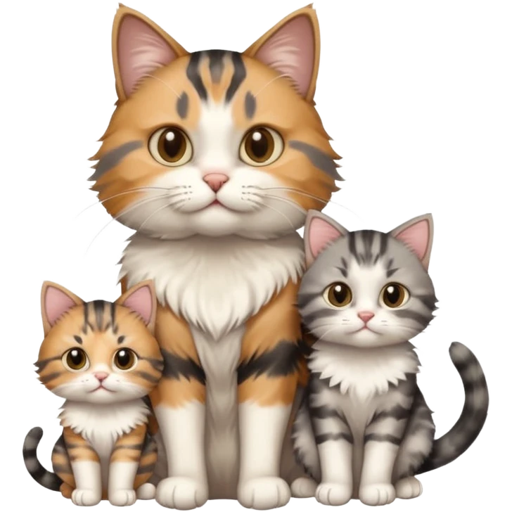 mama cat and daddy cat with 2 matching kittens emoji
