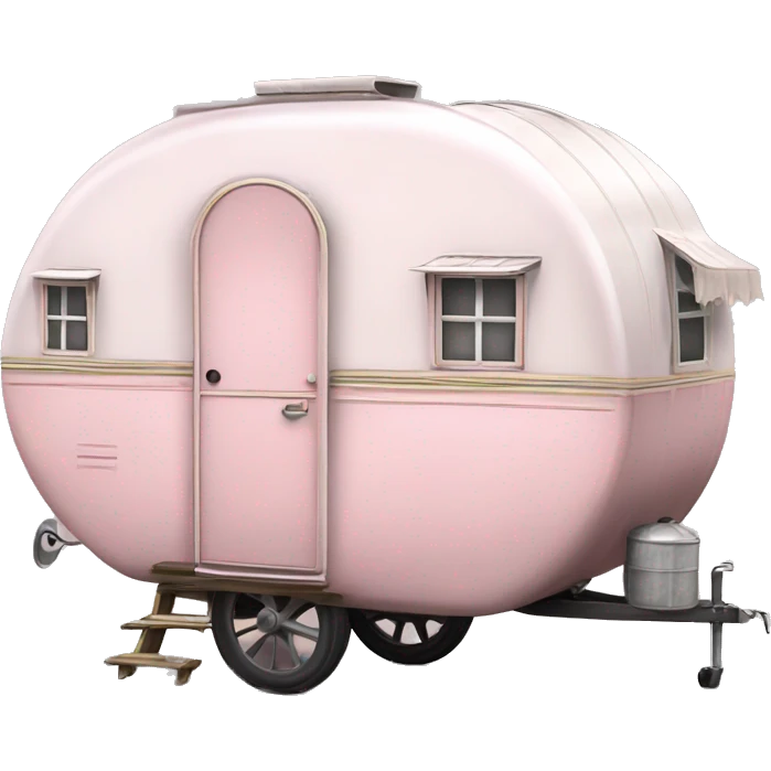 Realistic light pink vintage round gypsy caravan wagon camper emoji
