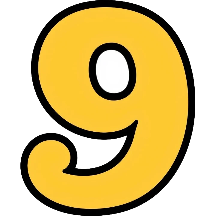 Number 9 on a yellow volumetric background emoji