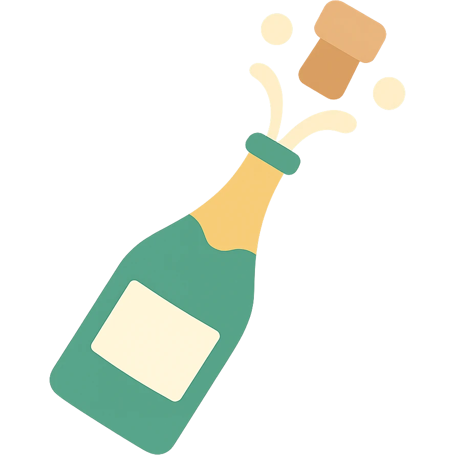 champagne bottle popping with bubbles emoji