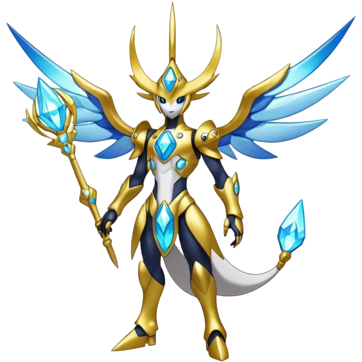 Shiny Futuristic Celestial Godly Divine Fakemon-Pokemon-Digimon-Spectrobes-fusion, full body emoji