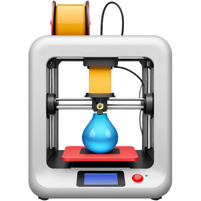 a 3d printer, bold colors facing forward,  emoji