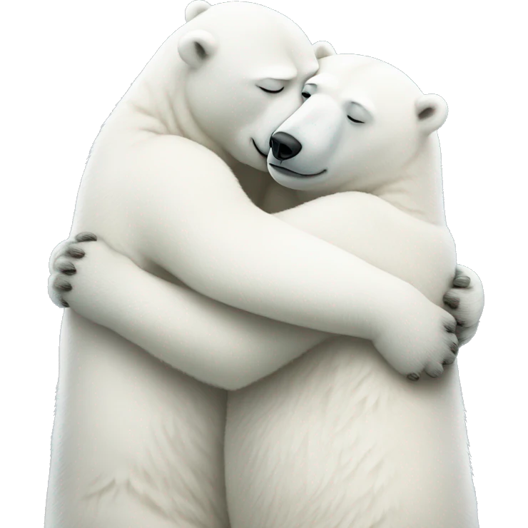 two polar bears hug each other emoji