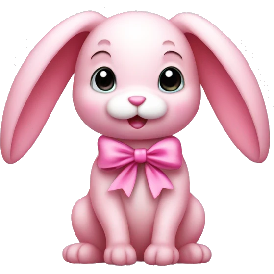 cute pink bunny with a bow emoji