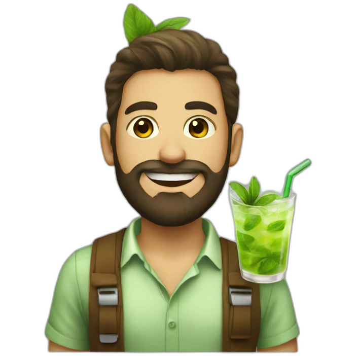 beard boy with mojito emoji