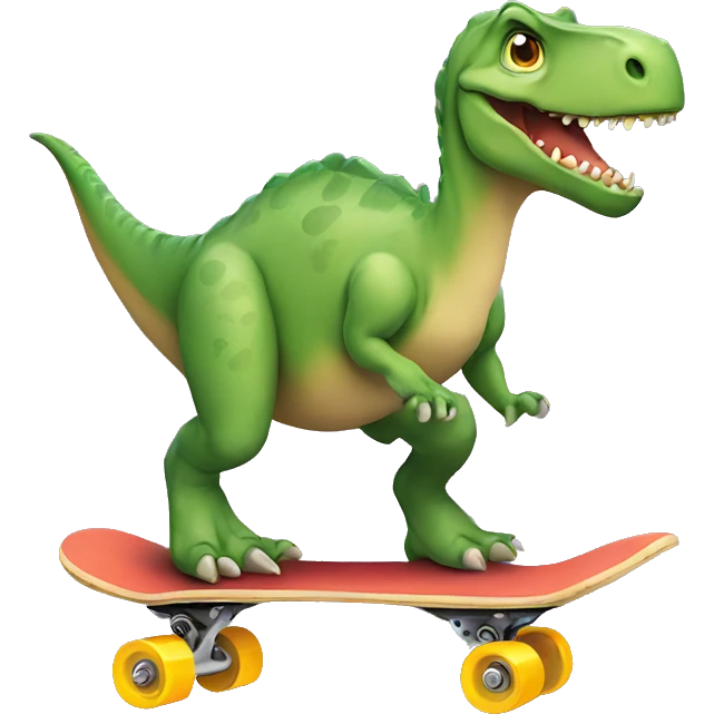 Dino on a Skateboard emoji