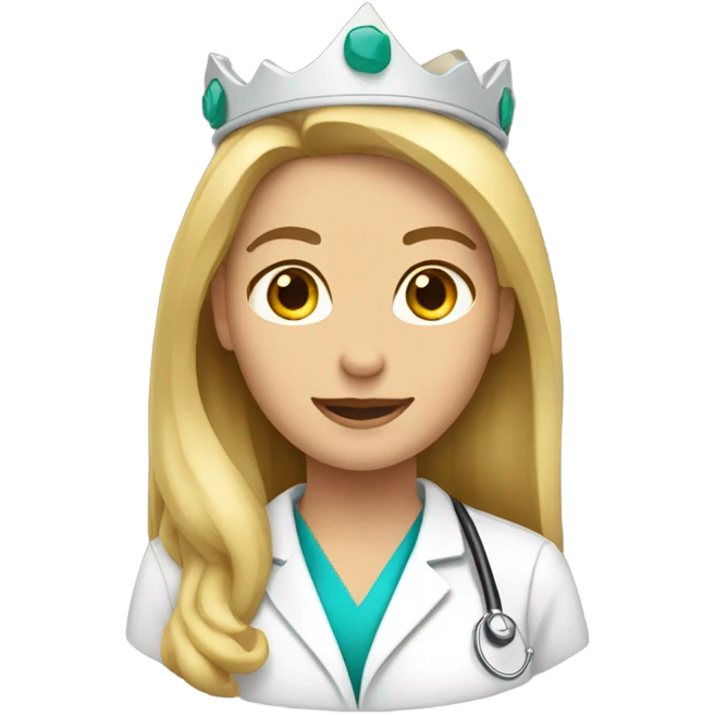 Female blonde Physicians assistant wearing a crown emoji
