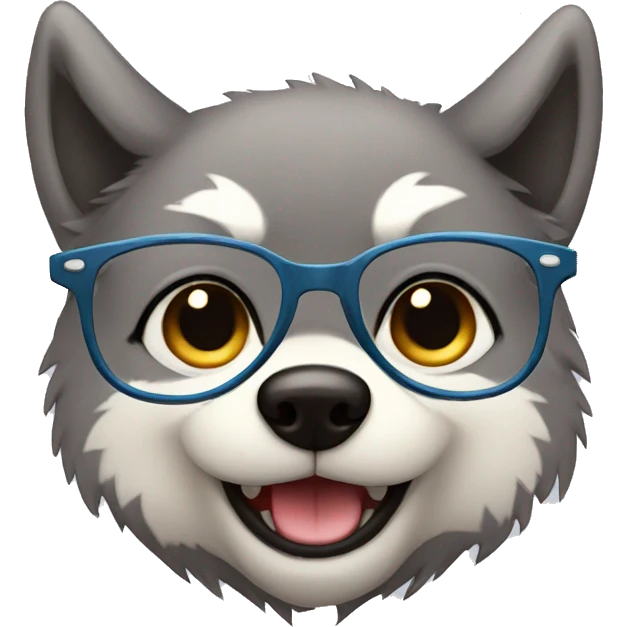 Cute little Chubby Wolf with glasses emoji