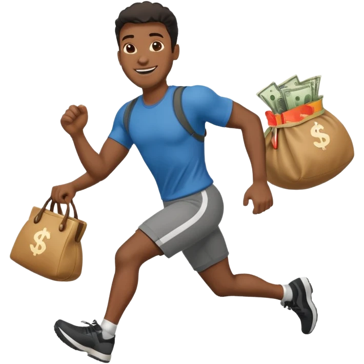 Black Man running with moneybag 💰 emoji